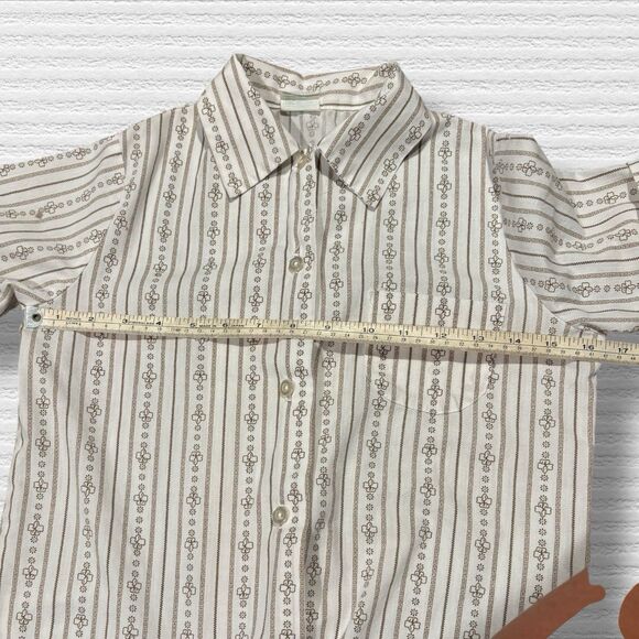 Vintage Girl Scouts Uniform Shirt Youth 12 Short Sleeve USA Made Brown Print 70s - Picture 5 of 6